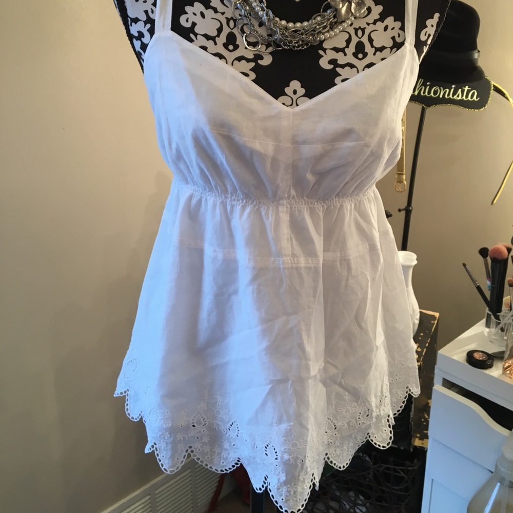 J. Crew spaghetti strap white 100% cotton top